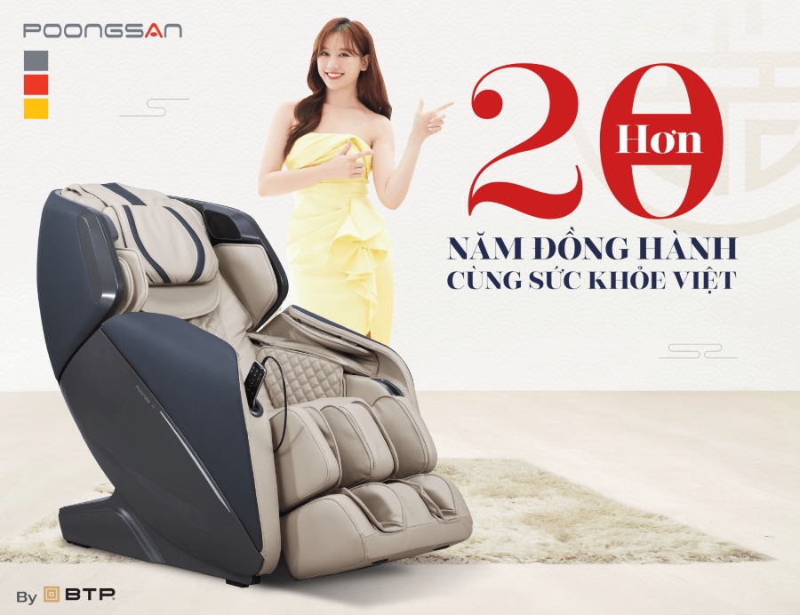 Ghế massage Poongsan có hơn 20 năm đồng hành cùng hàng triệu gia đình Việt